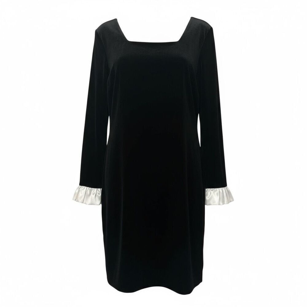 Vintage Laura Ashley Long Sleeve With White Cuffs Velvet Dress Women's 10US